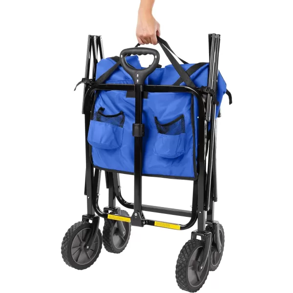 Amazon Basics Collapsible Folding Outdoor Utility Wagon with Cover Bag BlackBlue