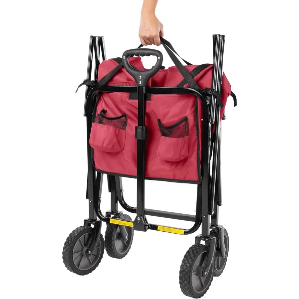 Amazon Basics Collapsible Folding Outdoor Utility Wagon with Cover Bag BlackRed
