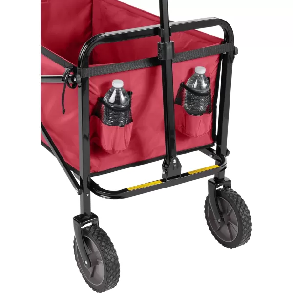Amazon Basics Collapsible Folding Outdoor Utility Wagon with Cover Bag BlackRed