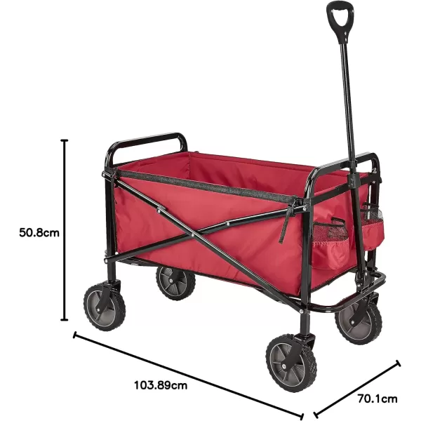 Amazon Basics Collapsible Folding Outdoor Utility Wagon with Cover Bag BlackRed