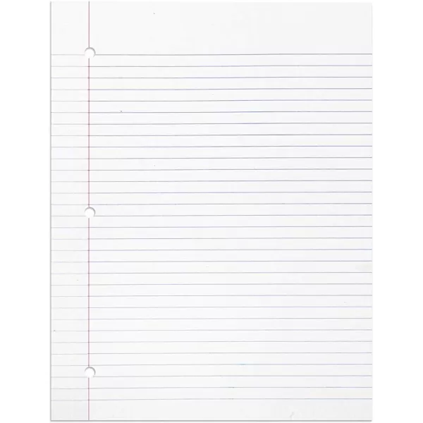 Amazon Basics College Ruled Loose Leaf Filler Paper 600 Count 6 Pack of 100 Sheets White 11 x 85 Inch200Sheet Filler Paper 6Pack