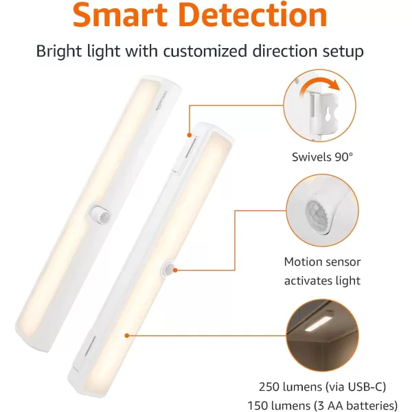 Amazon Basics Color Changing LED Toilet Bowl Motion Sensor Light Battery Operated 2 Pack WhiteWhite Motion Sensing Swivel