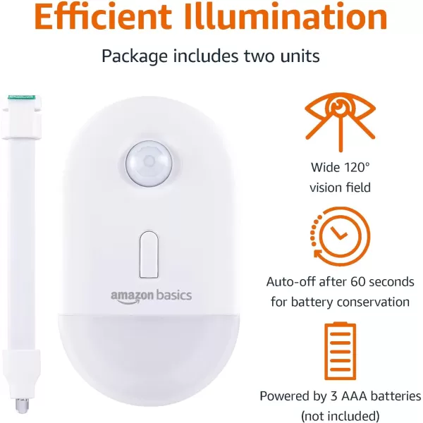 Amazon Basics Color Changing LED Toilet Bowl Motion Sensor Light Battery Operated 2 Pack WhiteWhite Night Light