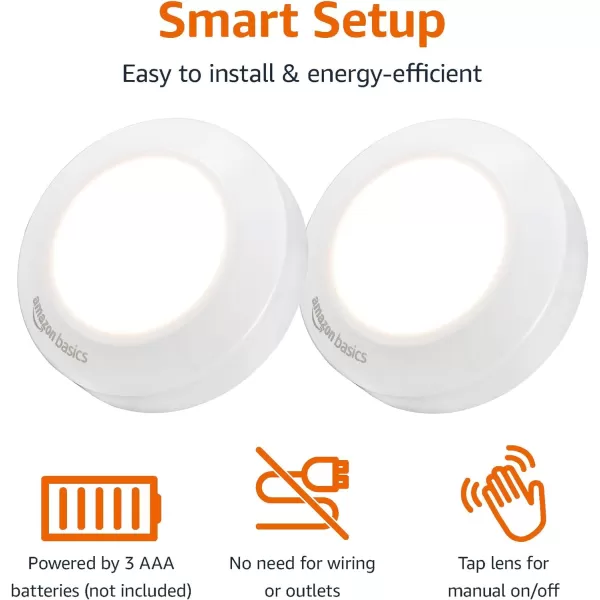 Amazon Basics Color Changing LED Toilet Bowl Motion Sensor Light Battery Operated 2 Pack WhiteWhite Puck Light