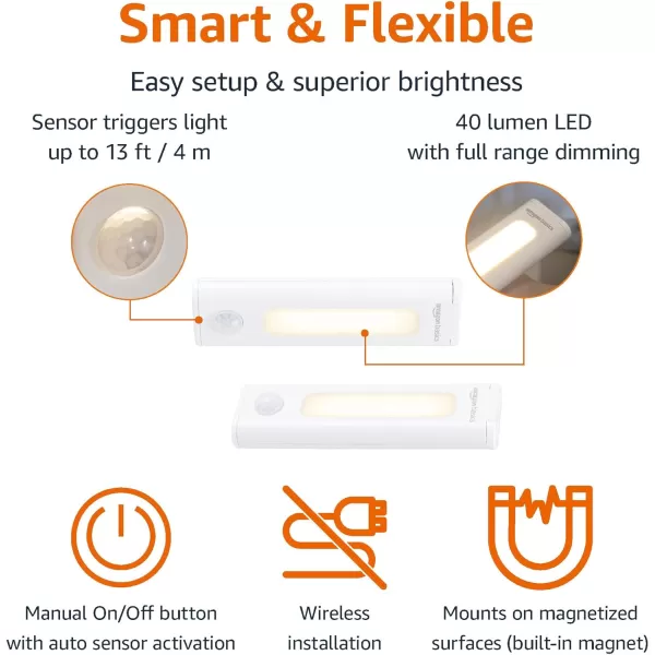 Amazon Basics Color Changing LED Toilet Bowl Motion Sensor Light Battery Operated 2 Pack WhiteWhite UnderCounter Motion Sensor Stick Light