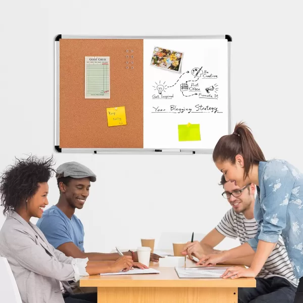 Amazon Basics Combo Magnetic Whiteboard Dry Erase BoardCork Board WhiteYellow 36 x 24WhiteYellow 24 x 36 1 pack