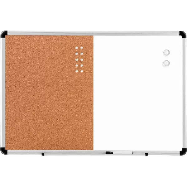 Amazon Basics Combo Magnetic Whiteboard Dry Erase BoardCork Board WhiteYellow 36 x 24WhiteYellow 24 x 36 1 pack