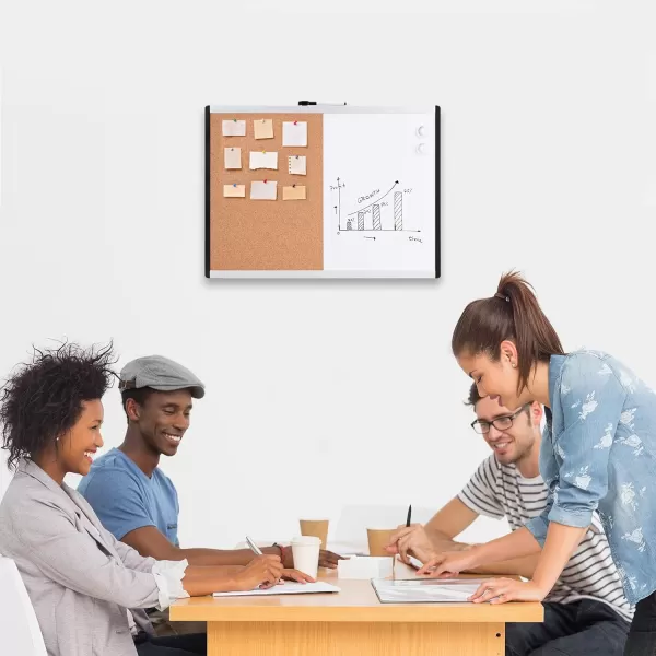 Amazon Basics Combo Magnetic Whiteboard Dry Erase BoardCork Board WhiteYellow 36 x 24Whiteyellow 17 x 23 1 pack