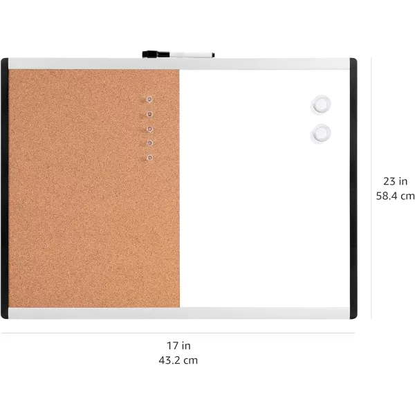 Amazon Basics Combo Magnetic Whiteboard Dry Erase BoardCork Board WhiteYellow 36 x 24Whiteyellow 17 x 23 1 pack