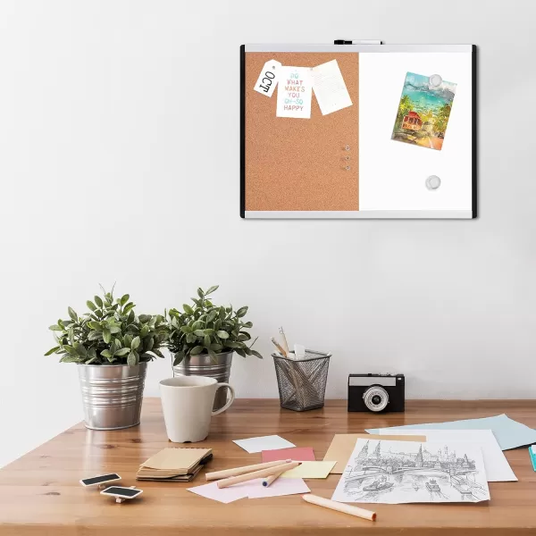 Amazon Basics Combo Magnetic Whiteboard Dry Erase BoardCork Board WhiteYellow 36 x 24Whiteyellow 17 x 23 3 pack
