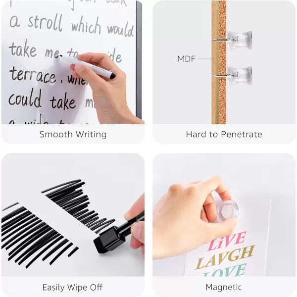 Amazon Basics Combo Magnetic Whiteboard Dry Erase BoardCork Board WhiteYellow 36 x 24Whiteyellow 17 x 23 3 pack