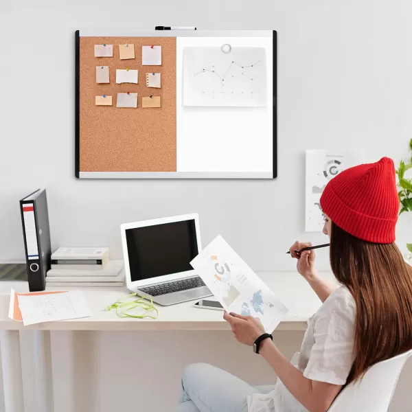 Amazon Basics Combo Magnetic Whiteboard Dry Erase BoardCork Board WhiteYellow 36 x 24Whiteyellow 17 x 23 3 pack