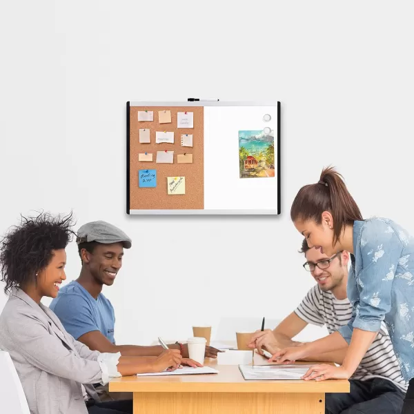 Amazon Basics Combo Magnetic Whiteboard Dry Erase BoardCork Board WhiteYellow 36 x 24Whiteyellow 17 x 23 3 pack