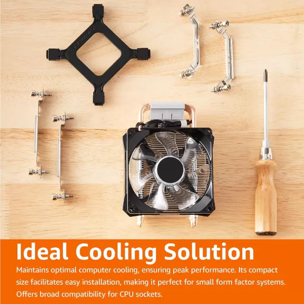 Amazon Basics Computer Cooling Fan with Cooler Master Technology CPU Air Cooler 4 Heat Pipes RGB LED PWM Aluminum FinsAmazon Basics Computer Cooling Fan with Cooler Master Technology CPU Air Cooler 4 Heat Pipes RGB LED PWM Aluminum Fins