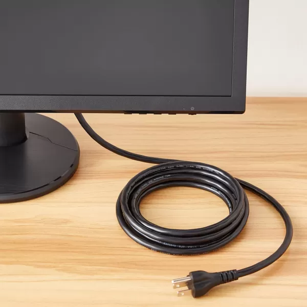 Amazon Basics Computer Monitor TV Replacement Power Cord 10 Black10 10Pack Power Cord