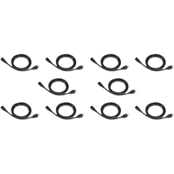 Amazon Basics Computer Monitor TV Replacement Power Cord 10 Black10 10Pack Power Cord