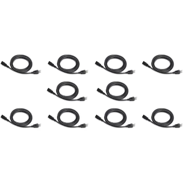 Amazon Basics Computer Monitor TV Replacement Power Cord 10 Black12 10Pack Power Cord