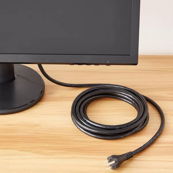 Amazon Basics Computer Monitor TV Replacement Power Cord 10 Black12 1Pack Power Cord