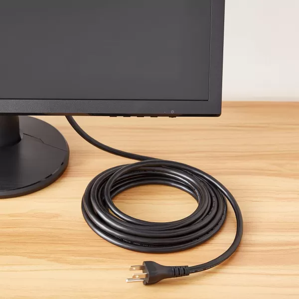 Amazon Basics Computer Monitor TV Replacement Power Cord 10 Black15 10Pack Power Cord