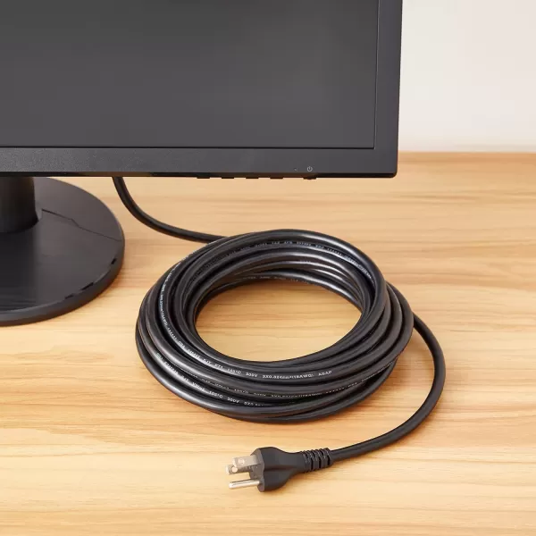 Amazon Basics Computer Monitor TV Replacement Power Cord 10 Black25 1Pack Power Cord