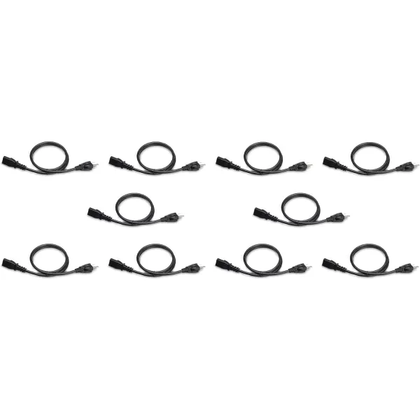 Amazon Basics Computer Monitor TV Replacement Power Cord 10 Black3 10Pack Power Cord