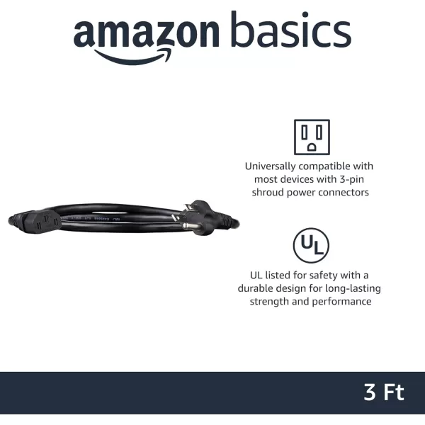 Amazon Basics Computer Monitor TV Replacement Power Cord 10 Black3 10Pack Power Cord
