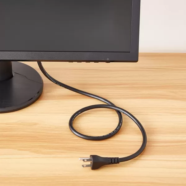 Amazon Basics Computer Monitor TV Replacement Power Cord 10 Black3 1Pack Power Cord