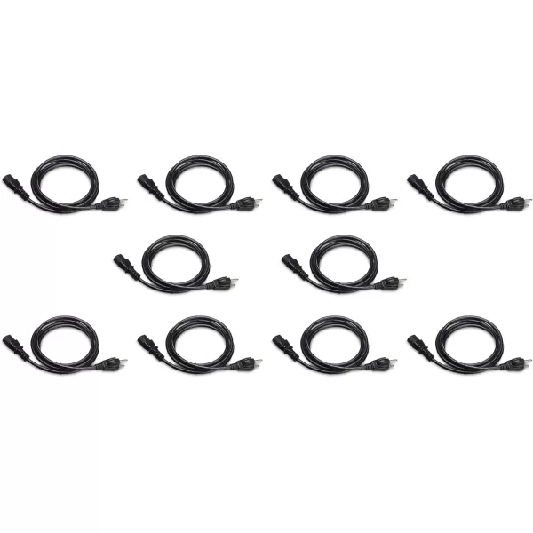 Amazon Basics Computer Monitor TV Replacement Power Cord 10 Black6 10Pack 10 Count Power Cord