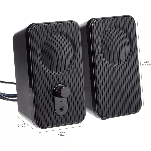 Amazon Basics Computer Speakers for Desktop or Laptop PC  USBPowered BlackAC