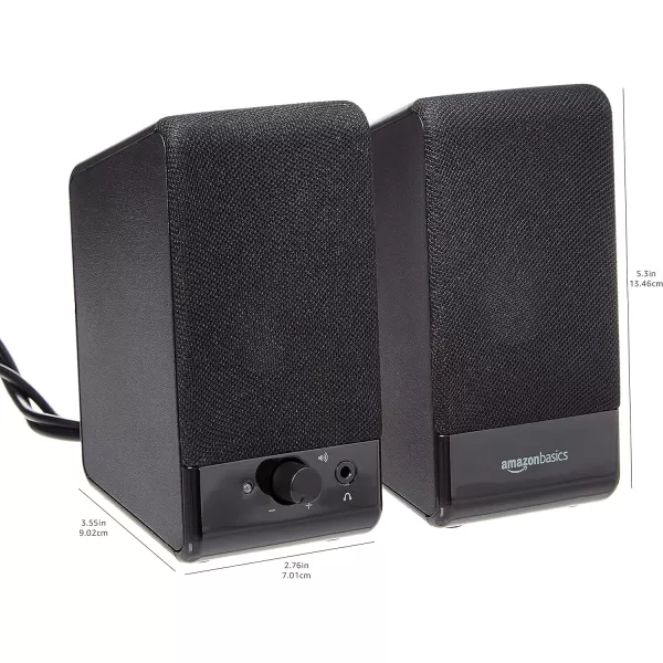 Amazon Basics Computer Speakers for Desktop or Laptop PC  USBPowered BlackUSB