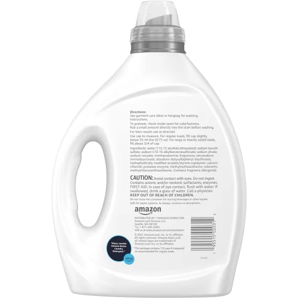 Amazon Basics Concentrated Liquid Laundry Detergent Clean Linen Fresh Scent 110 Count 825 Fl Oz Previously SolimoClean Linen