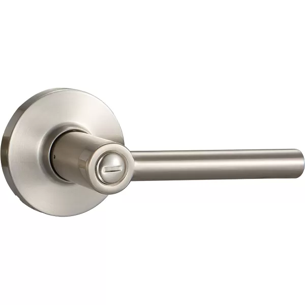 Amazon Basics Contemporary Madison Door Lever with Lock Privacy Matte BlackPrivacy Satin Nickel