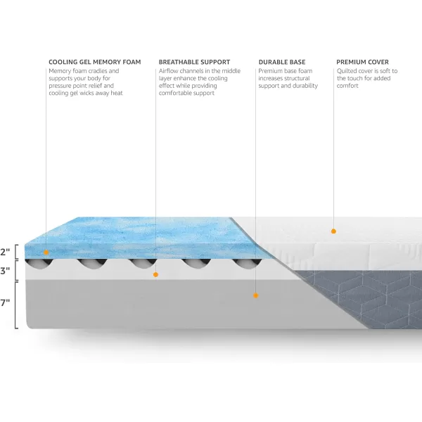 Amazon Basics Cooling Gel Memory Foam Mattress MediumFirm CertiPURUS Certified 10 inch Full Size WhiteGrayCalifornia King 12inch Memory Foam Medium Feel