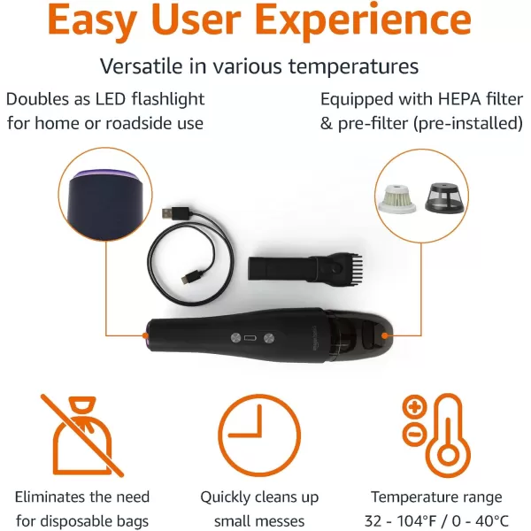 Amazon Basics Cordless Handheld Vacuum USB Chargeable BlackAmazon Basics Cordless Handheld Vacuum USB Chargeable Black