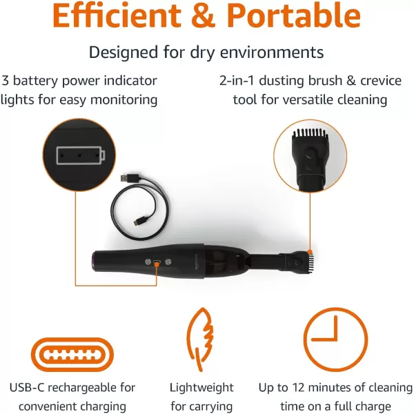 Amazon Basics Cordless Handheld Vacuum USB Chargeable BlackAmazon Basics Cordless Handheld Vacuum USB Chargeable Black