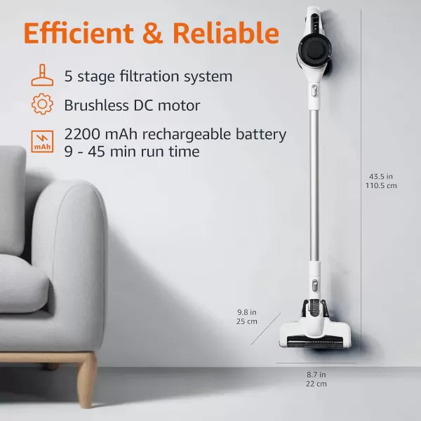 Amazon Basics Cordless Vacuum Cleaner with Brushless Motor 04L WhiteAmazon Basics Cordless Vacuum Cleaner with Brushless Motor 04L White