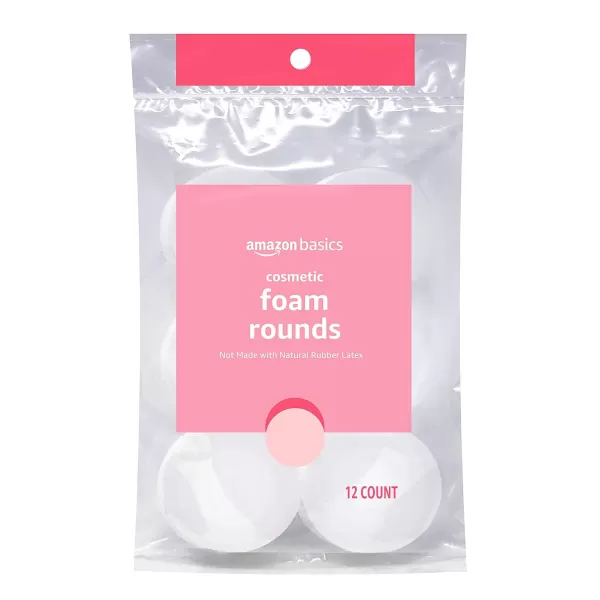 Amazon Basics Cosmetic Foam Rounds 72 Count 6 Packs of 12 White Previously Solimo12 Count Pack of 6