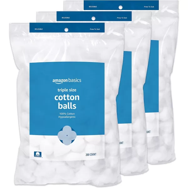 Amazon Basics Cotton Balls 200 Count Previously Solimo200 Count Pack of 3