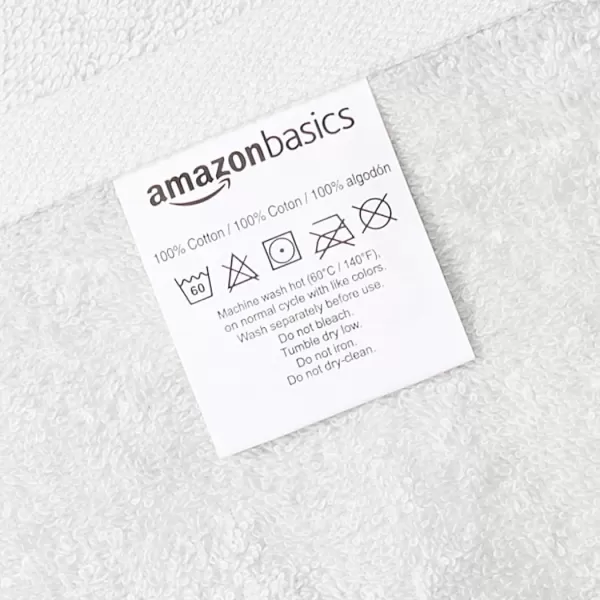 Amazon Basics Cotton Hand Towel 12Pack Gray 16 x 26White Pack of 24