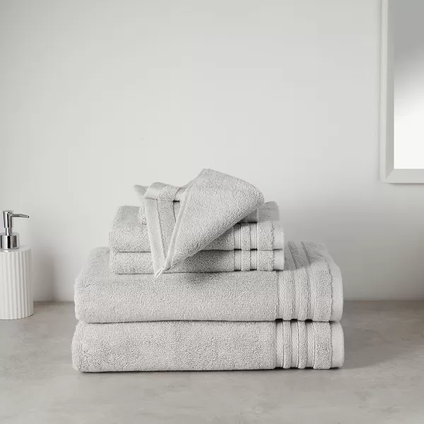 Amazon Basics Cotton Hand Towels Made with 30 Recycled Cotton Content  6Pack Light GrayLight Grey 6Piece Set