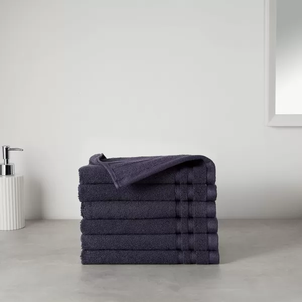 Amazon Basics Cotton Hand Towels Made with 30 Recycled Cotton Content  6Pack Light GrayMidnight Blue Hand Towel Pack of 6