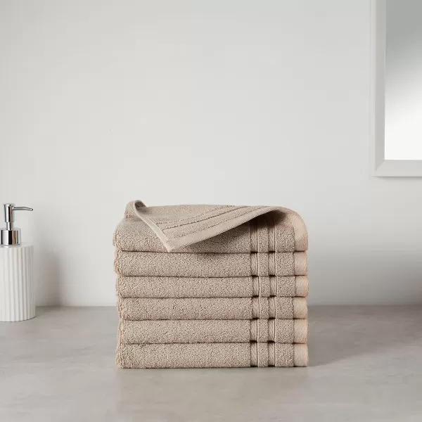 Amazon Basics Cotton Hand Towels Made with 30 Recycled Cotton Content  6Pack Light GrayTaupe Hand Towel Pack of 6