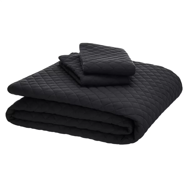 Amazon Basics Cotton Jersey 4Piece Bed Sheet Set King Oatmeal SolidBlack Queen Quilt Set