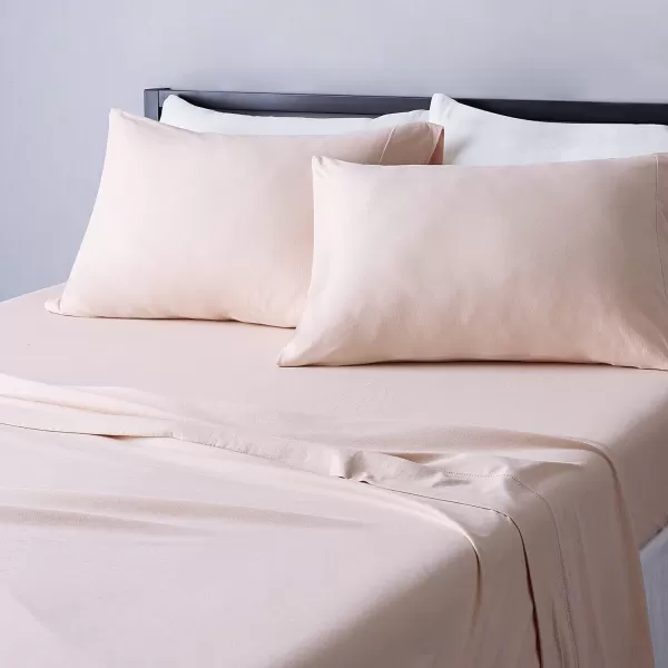 Amazon Basics Cotton Jersey 4Piece Bed Sheet Set King Oatmeal SolidBlush Full Sheet Set