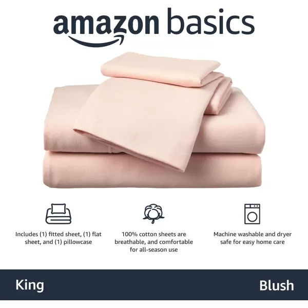 Amazon Basics Cotton Jersey 4Piece Bed Sheet Set King Oatmeal SolidBlush King Sheet Set