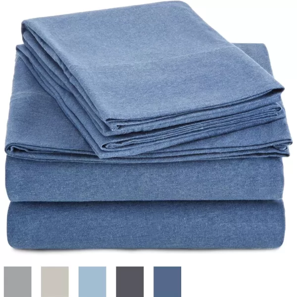 Amazon Basics Cotton Jersey 4Piece Bed Sheet Set King Oatmeal SolidChambray Twin XL Sheet Set