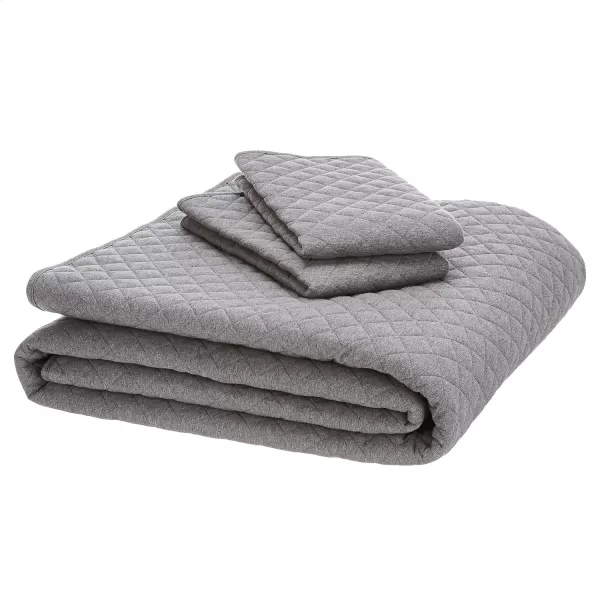 Amazon Basics Cotton Jersey 4Piece Bed Sheet Set King Oatmeal SolidDark Gray FullQueen Quilt Set