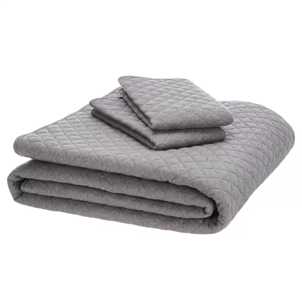 Amazon Basics Cotton Jersey 4Piece Bed Sheet Set King Oatmeal SolidDark Gray King Quilt Set