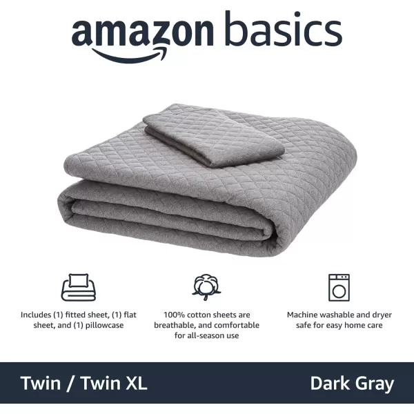 Amazon Basics Cotton Jersey 4Piece Bed Sheet Set King Oatmeal SolidDark Gray TwinTwin XL Quilt Set