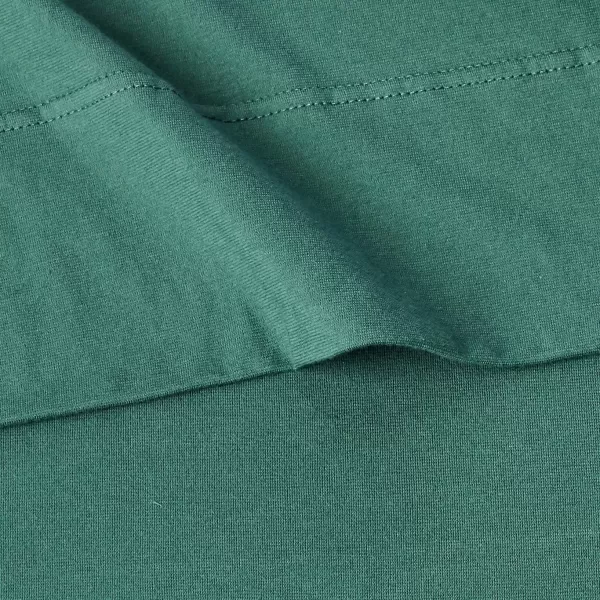 Amazon Basics Cotton Jersey 4Piece Bed Sheet Set King Oatmeal SolidDark Green Full Sheet Set